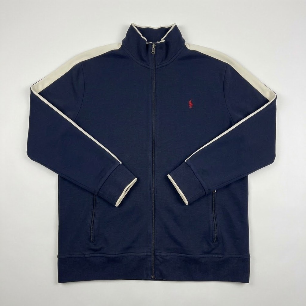 Polo Ralph Lauren Mens XLT Navy Blue Full Zip Stripe Track Jacket 711743326003
